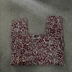 Lands End, 16P, mid rise, slim leg, never worn, rust floral, side zip,